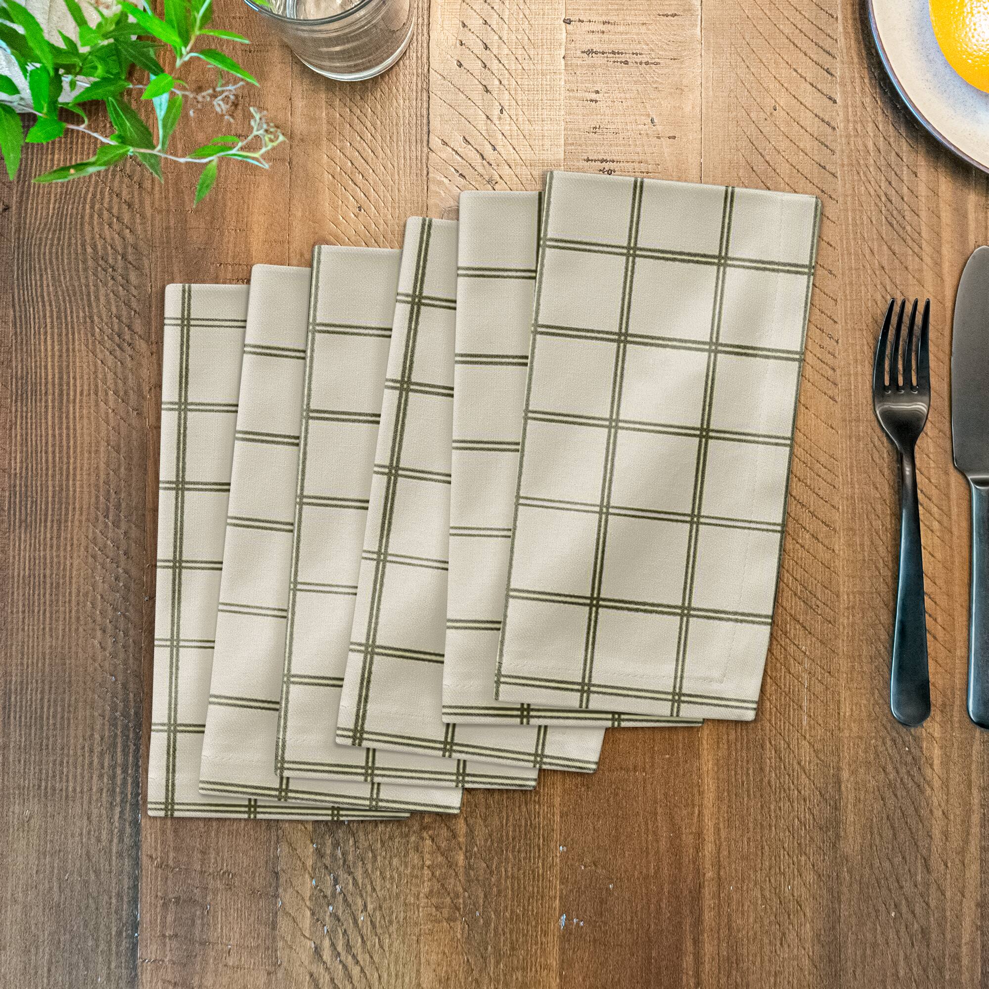 Cream Check Cotton Twill Napkin